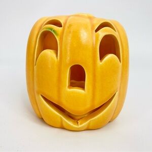 Vintage Haeger Ceramic Jack O' Lantern Pumpkin Halloween Votive Candle Holder